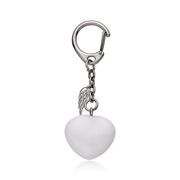 Key Chain Marble (white) with wings | wholesaler gems, healing stones & jewelry