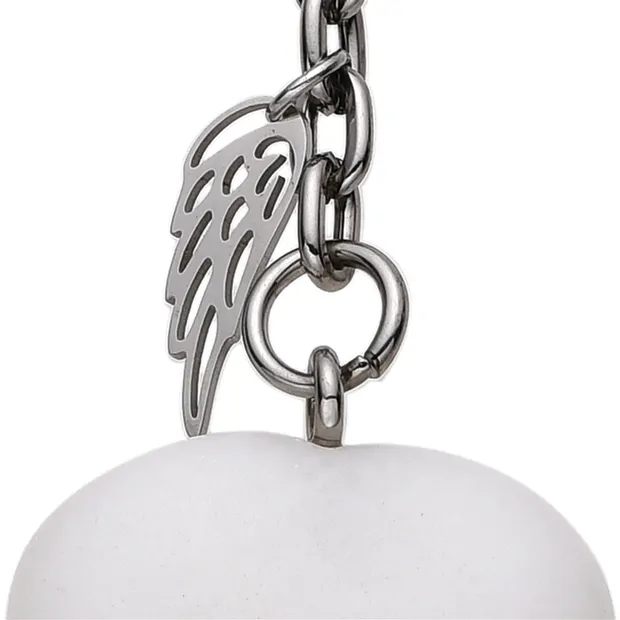 Key Chain Marble (white) with wings | wholesaler gems, healing stones & jewelry