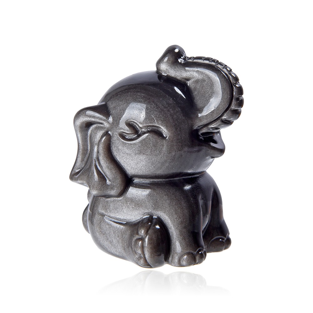 Engraving elephants, Obsidian (silver luster obsidian), 7,0 - 3,5cm (3 pcs./ PU) | Marco Schreier