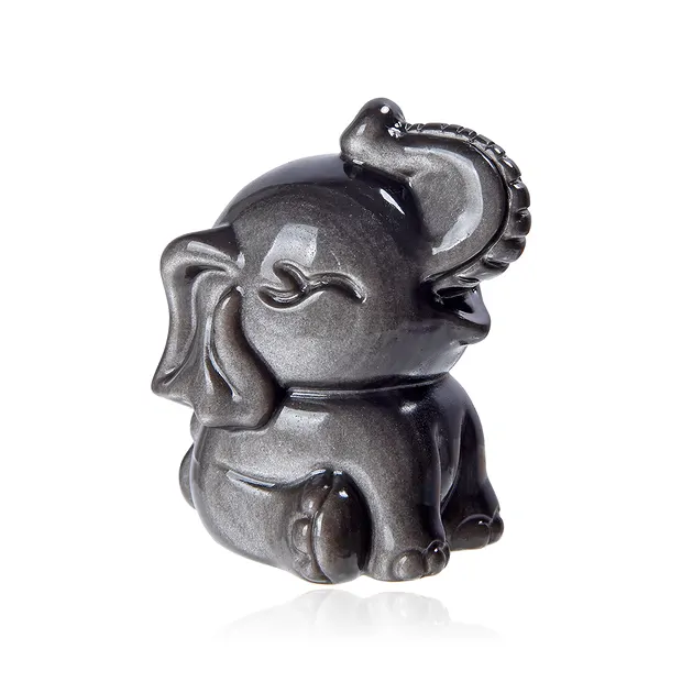 Engraved Elephants, Obsidian (Silver Sheen Obsidian), 3.5–7.0 cm (3 pieces) | Marco Schreier