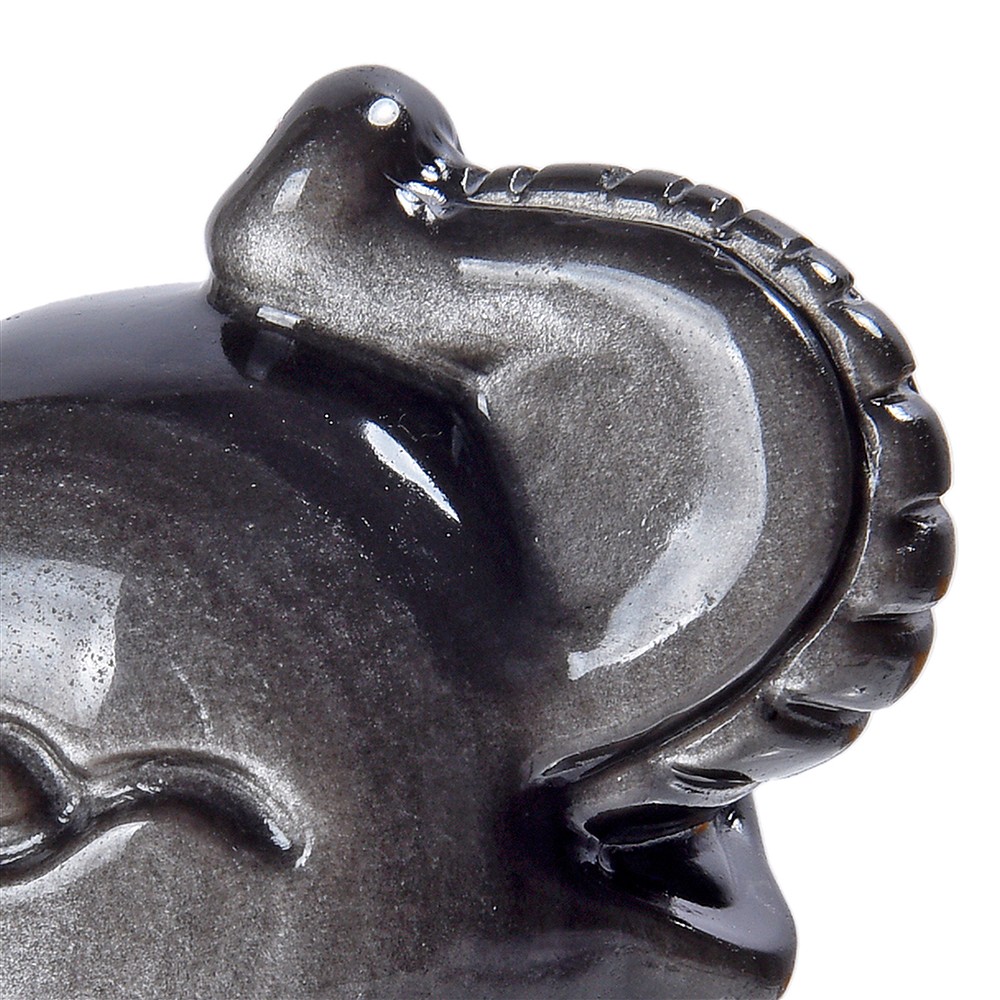Engraving elephants, Obsidian (silver luster obsidian), 7,0 - 3,5cm (3 pcs./ PU) | Marco Schreier