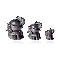 1028700723 Engraving elephants, Obsidian (silver luster obsidian), 7,0 - 3,5cm (3 pcs./ PU) | Marco Schreier