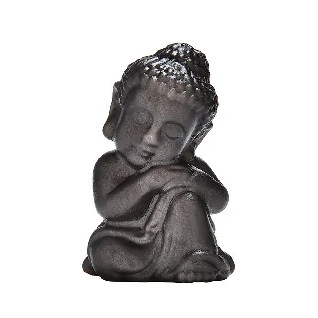 Gravure Bouddha au repos, obsidienne argentée, 6,0cm, polie | Marco Schreier
