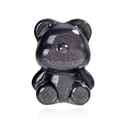 1028700737 Engraved bear (teddy bear), Obsidian (silver luster obsidian), 5.0cm | Marco Schreier