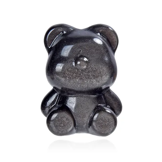 Oso grabado (oso de peluche), Obsidiana (obsidiana de reflejo plateado), 5,0 cm | Marco Schreier