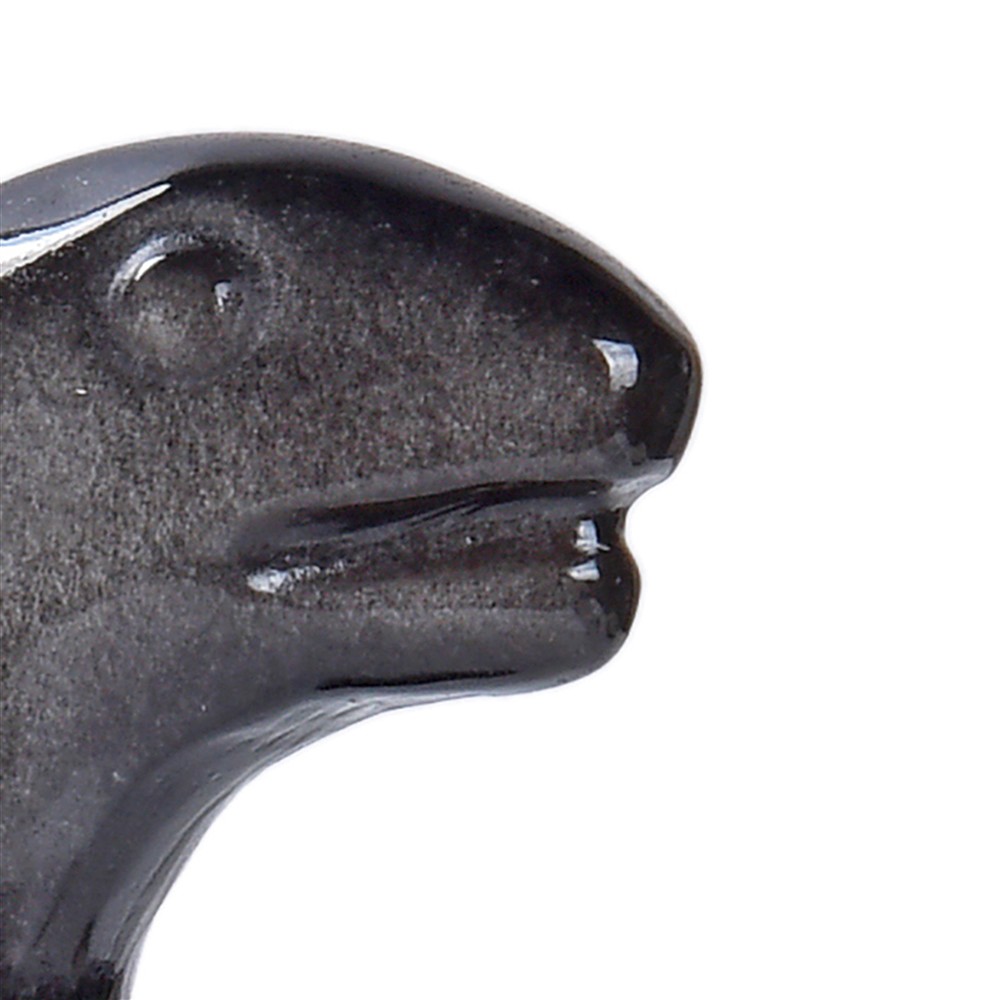 Dinosaure gravé, obsidienne (obsidienne argentée), 7,0cm | Marco Schreier