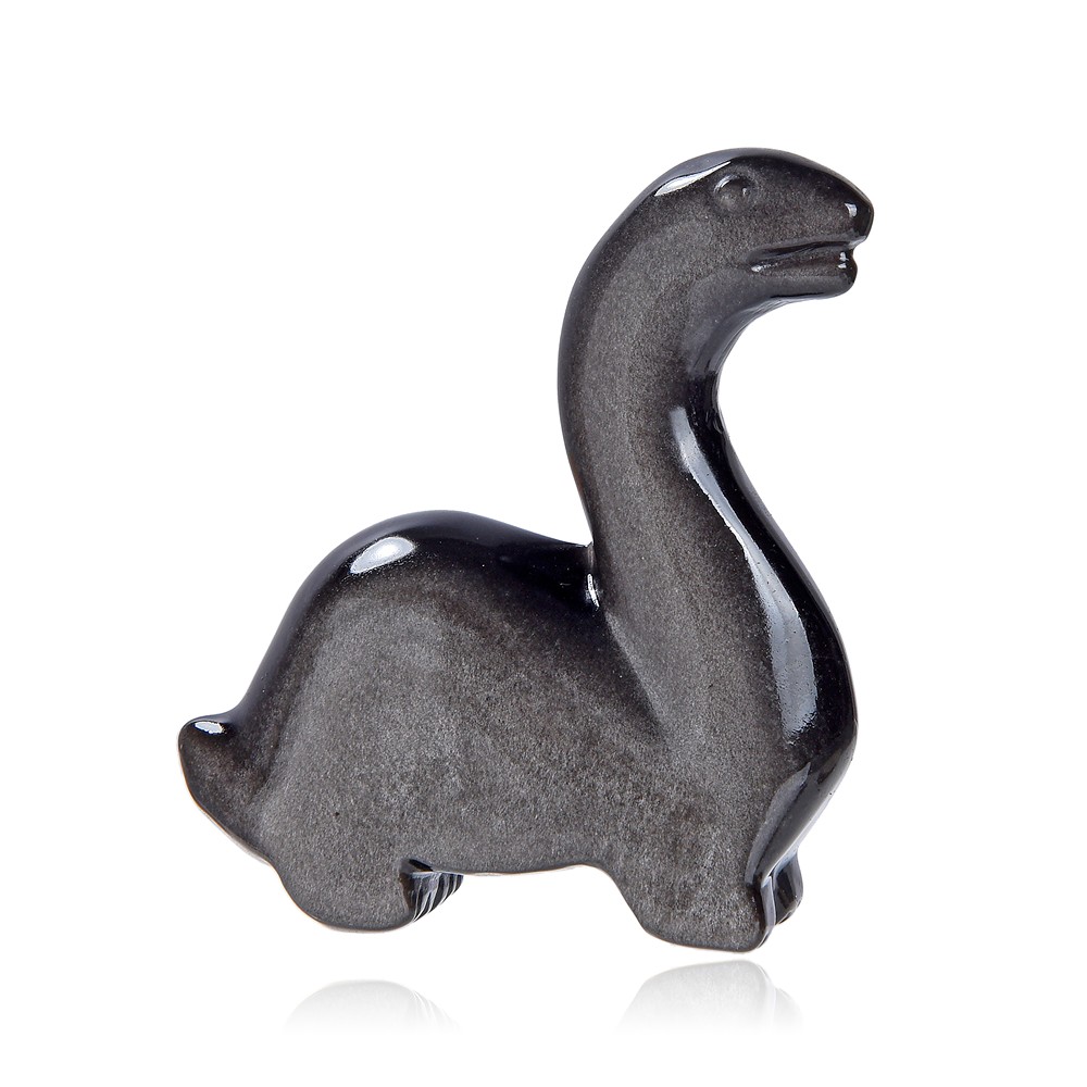 Dinosaure gravé, obsidienne (obsidienne argentée), 7,0cm | Marco Schreier