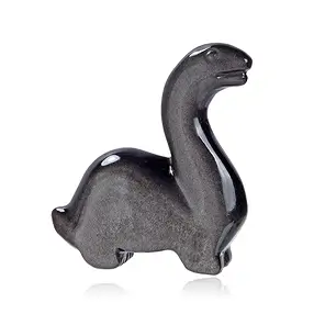 Gravure de dinosaure, Obsidienne (éclat argenté), 7,0 cm | Marco Schreier