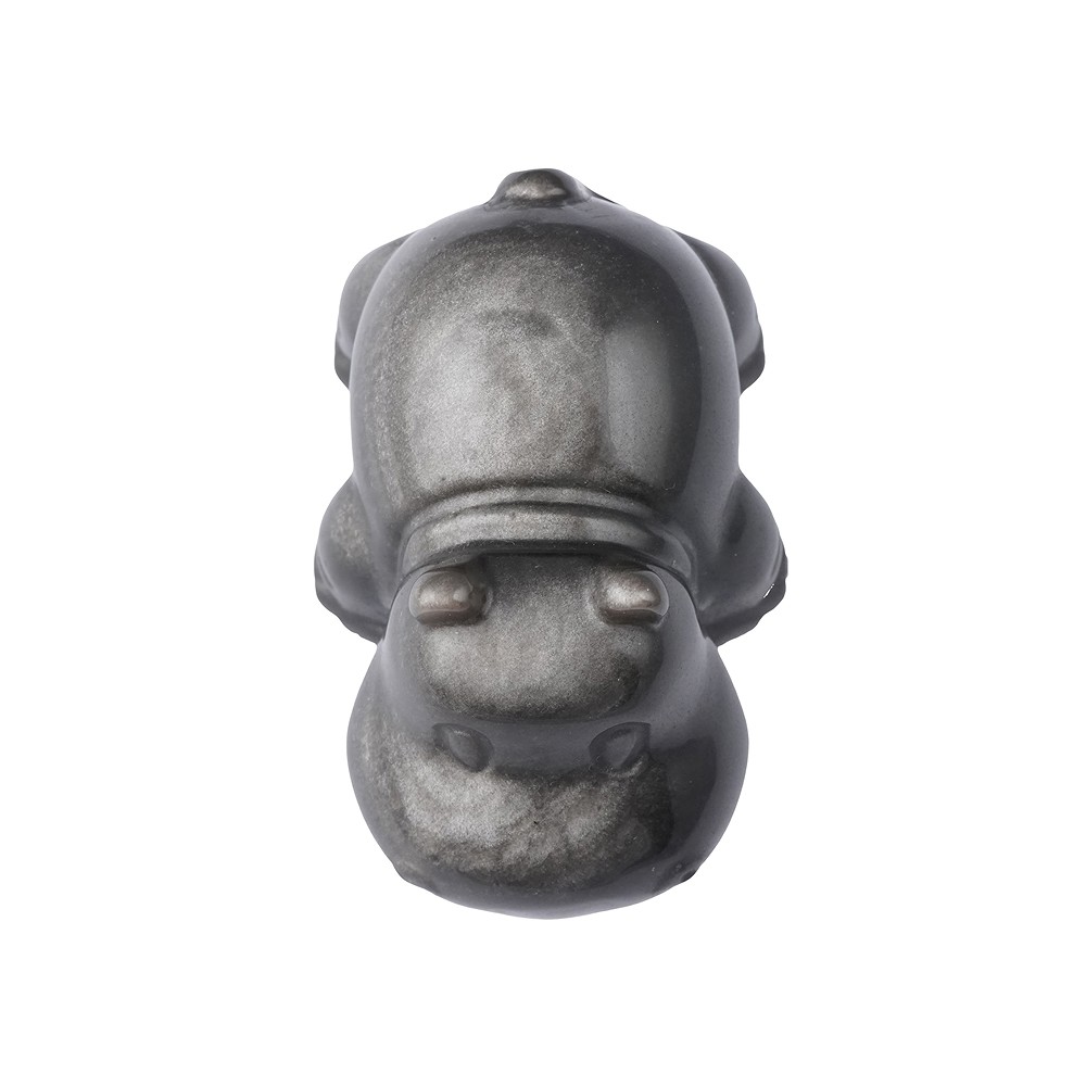 Gravure hippopotame, obsidienne (obsidienne argentée), 4,5 - 7,5cm (3 pcs/UC) | Marco Schreier