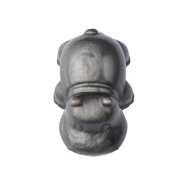 Grabado hipopótamos, Obsidiana brillo plateado, 4,5 - 7,5cm (3 uds./UE) | Marco Schreier