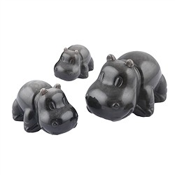 1028703796 Gravure hippopotame, obsidienne (obsidienne argentée), 4,5 - 7,5cm (3 pcs/UC) | Marco Schreier