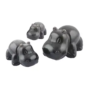 Gravure « Hippopotames », obsidienne (argentée), 4,5 - 7,5 cm (pcs/UC) | Marco Schreier