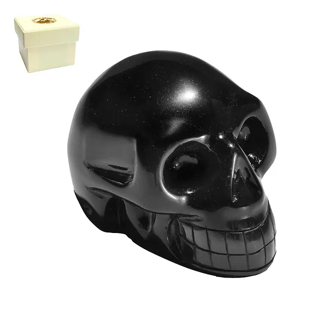 Obsidian Crystal Skull (black), 05 cm, Gift Box | gems, healing stones & jewelry