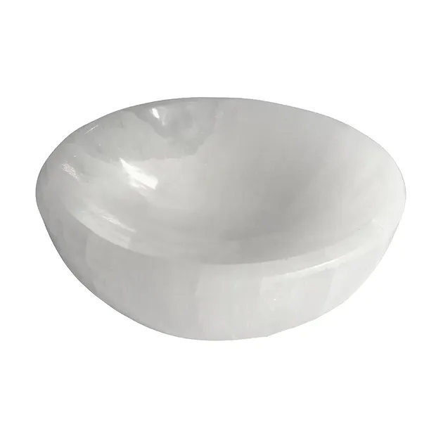 Schale Selenit (weiß) rund, 10cm | Großhändler Edelsteine, Heilsteine & Schmuck