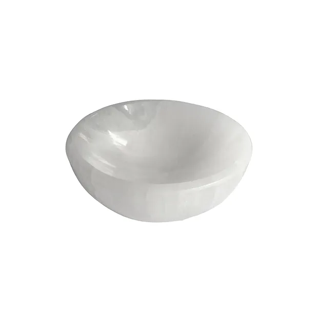 Ciotola di selenite (bianca) rotonda, 06 cm | grossista gemme e pietre curative