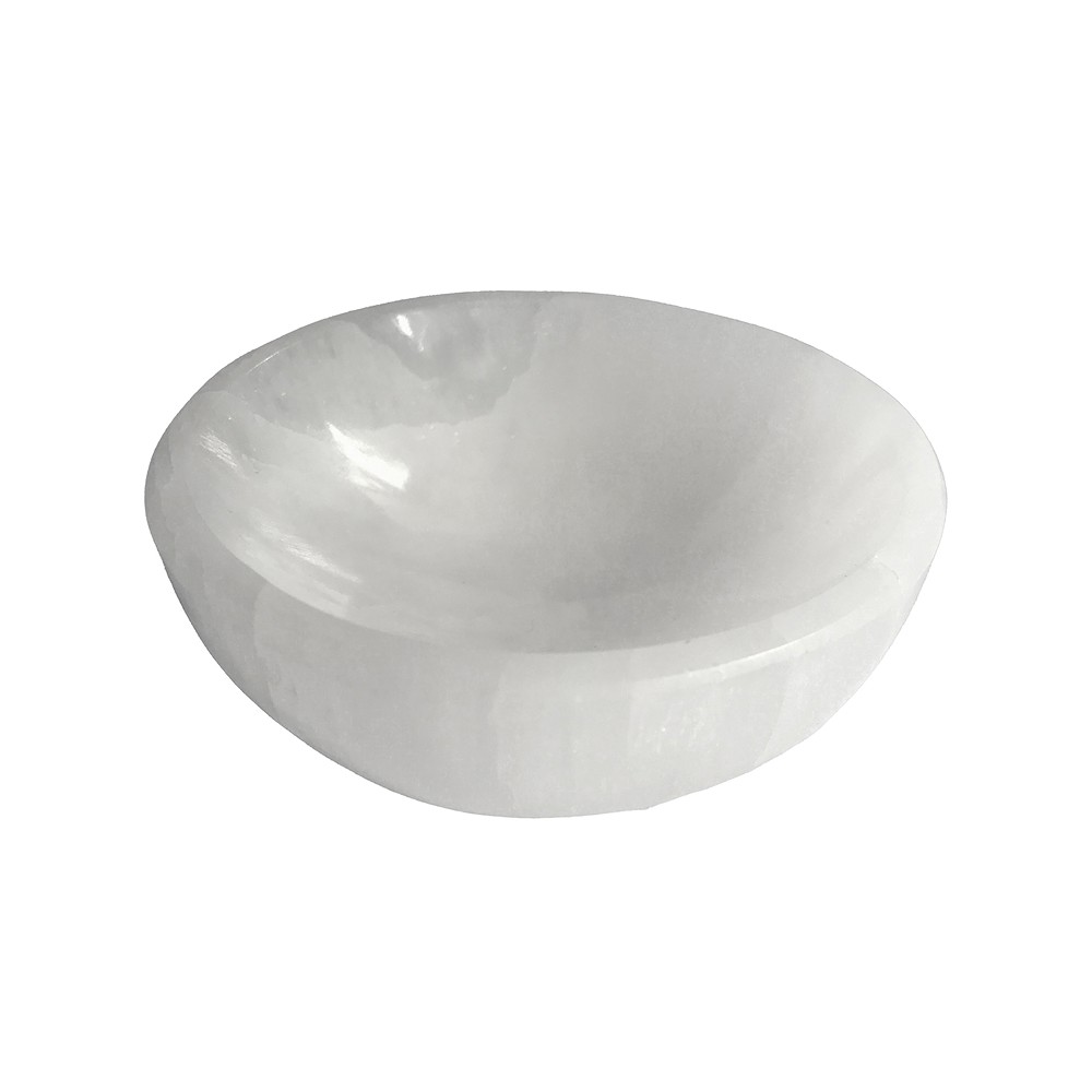 Selenite bowl (white) round, 08cm | wholesaler gems, healing stones & jewelry