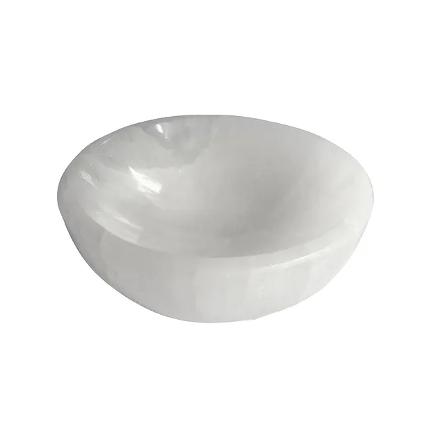 Ciotola di selenite (bianca) rotonda, 08 cm | grossista gemme e pietre curative