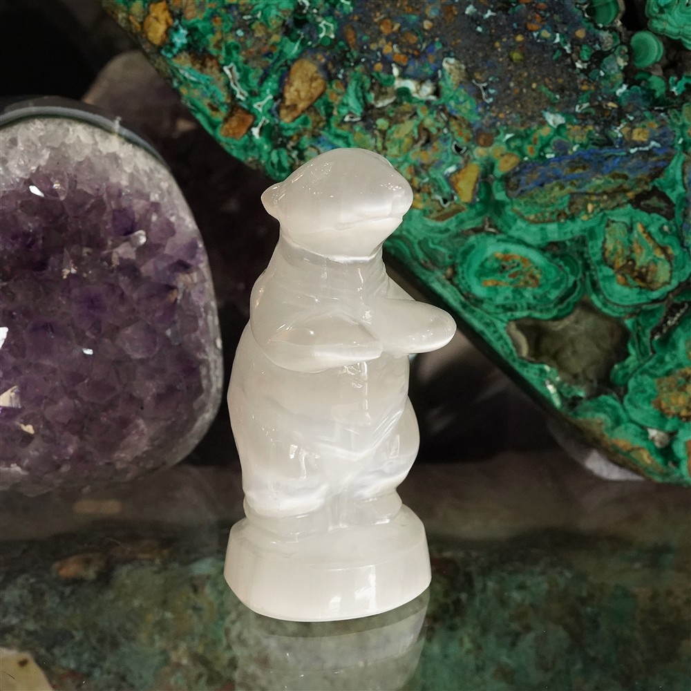Gravur Eisbär, Selenit (weiß), 9,7cm | Schreier Edelsteine, Heilsteine & Schmuck
