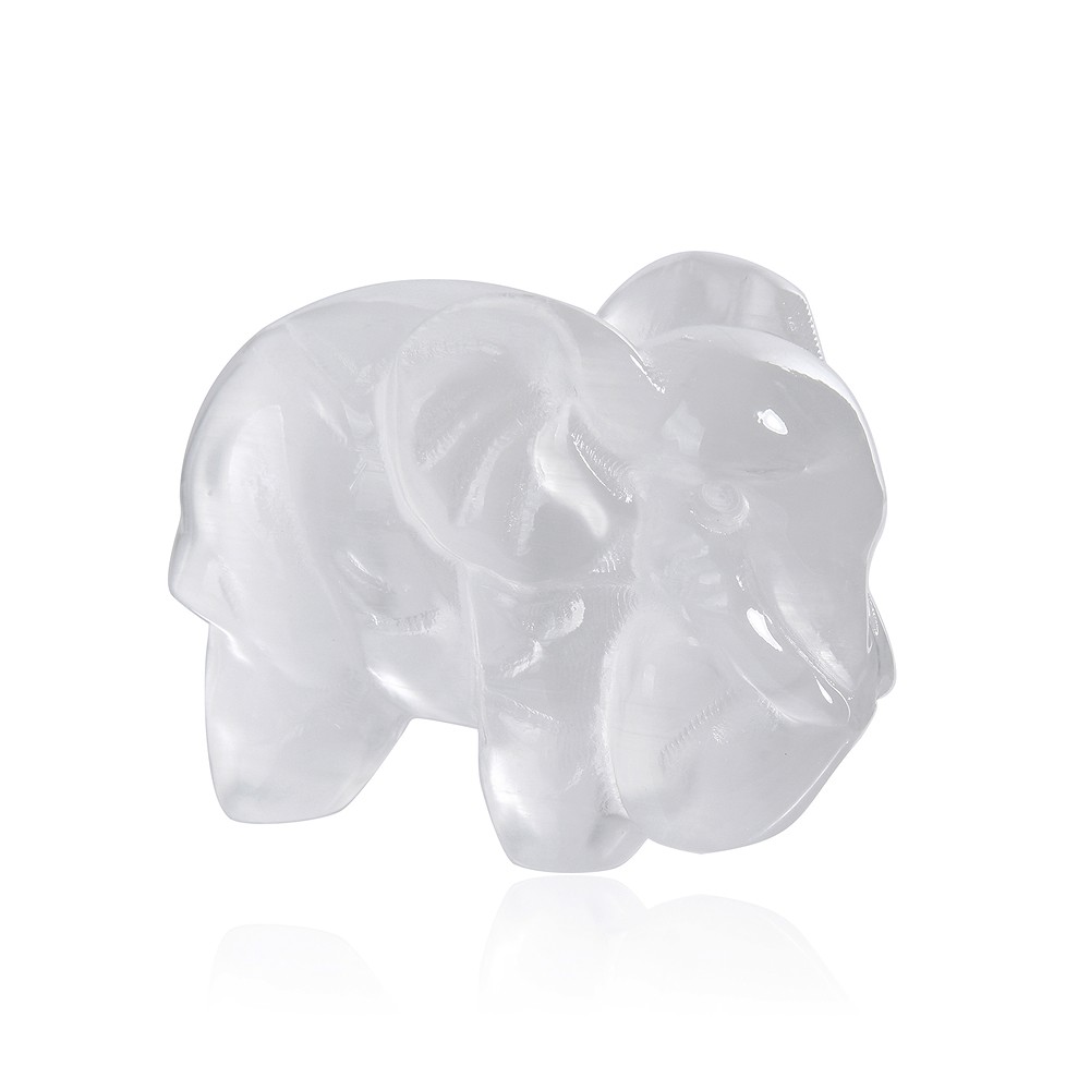 Gravur Elefant, Selenit (weiß), 7,0cm | Edelsteine, Heilsteine & Schmuck-Handel
