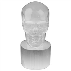 1028903786 Engraving selenite, crystal skull, 9.5cm | wholesaler gems & healing stones