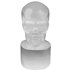 1028903786 Engraving selenite, crystal skull, 9.5cm | wholesaler gems & healing stones