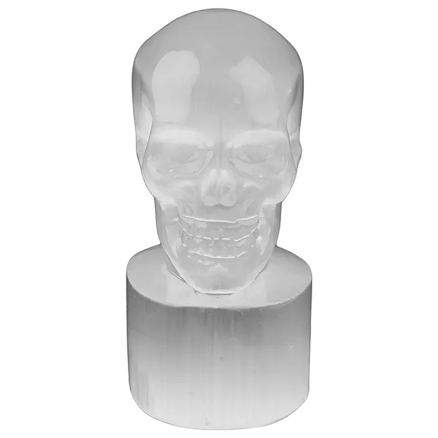 Incisione selenite, teschio di cristallo, 9,5 cm | Marco Schreier