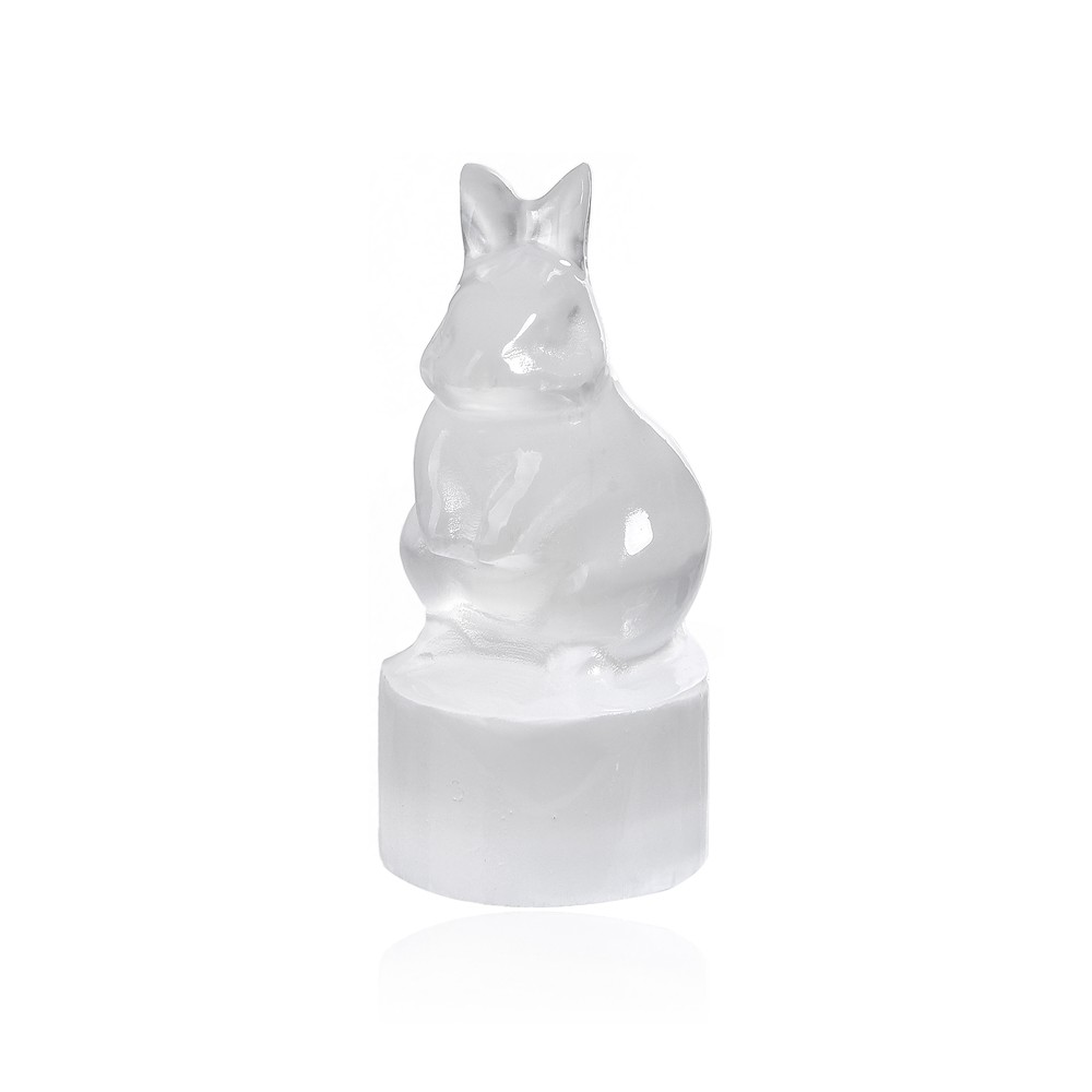 Gravur Hase, Selenit (weiß), 5,1cm | Großhandel Edelsteine, Heilsteine & Schmuck