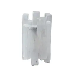 1028905009 Tealight selenite rod tower white, 14cm | wholesaler gems & healing stones