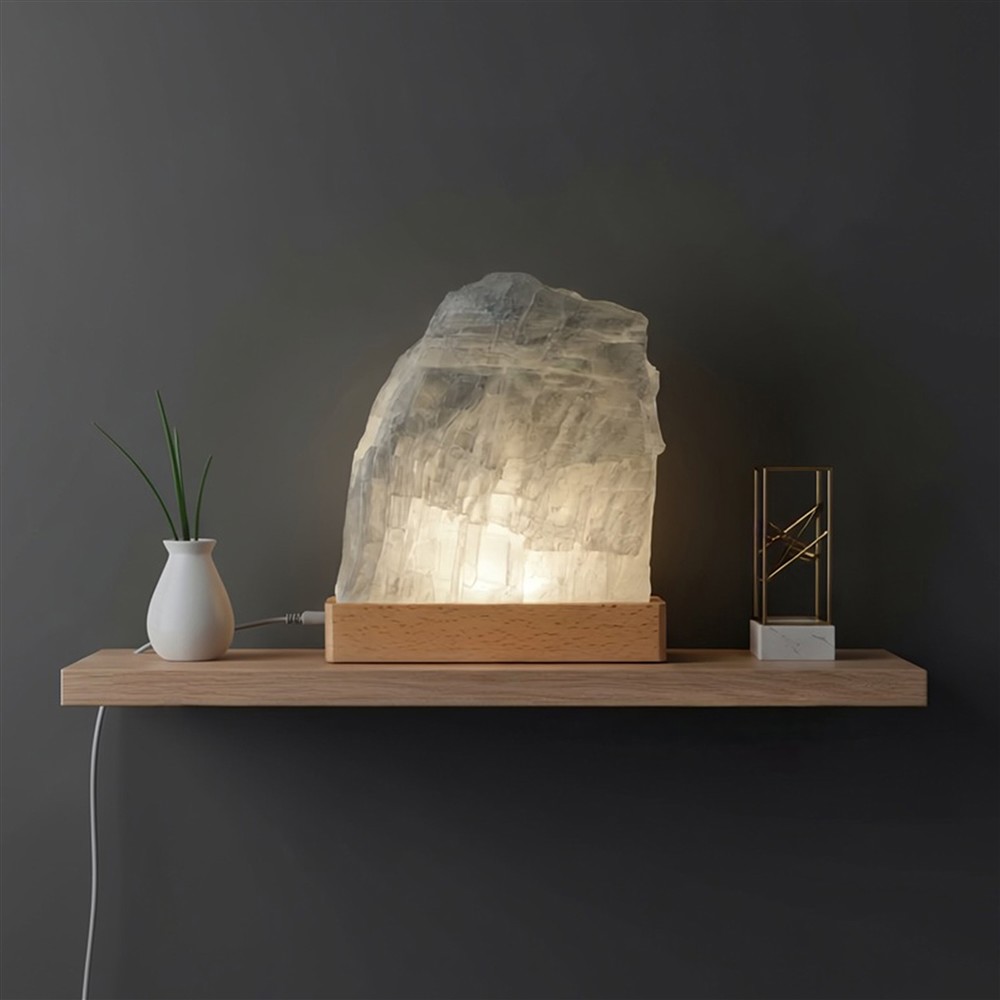 Lampe en sélénite avec LED, 20cm | Marco Schreier