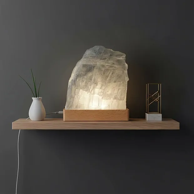 Selenitlampe mit LED, 21cm | Mineralienhandlung Edelsteine, Heilsteine & Schmuck