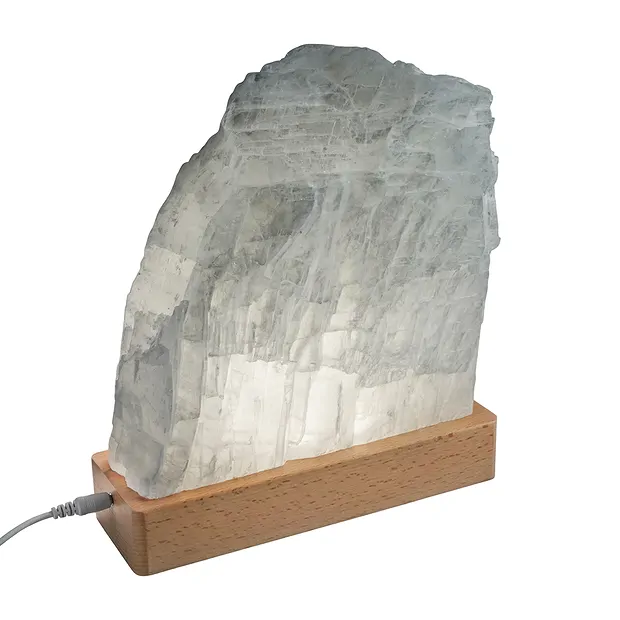 Lampada in selenite con LED, 21 cm | Gemme Schreier, pietre curative e gioielli