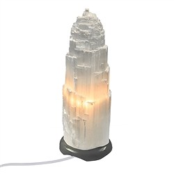 1028905023 Lampe en sélénite avec pied en marbre, 45cm (grand) | Marco Schreier