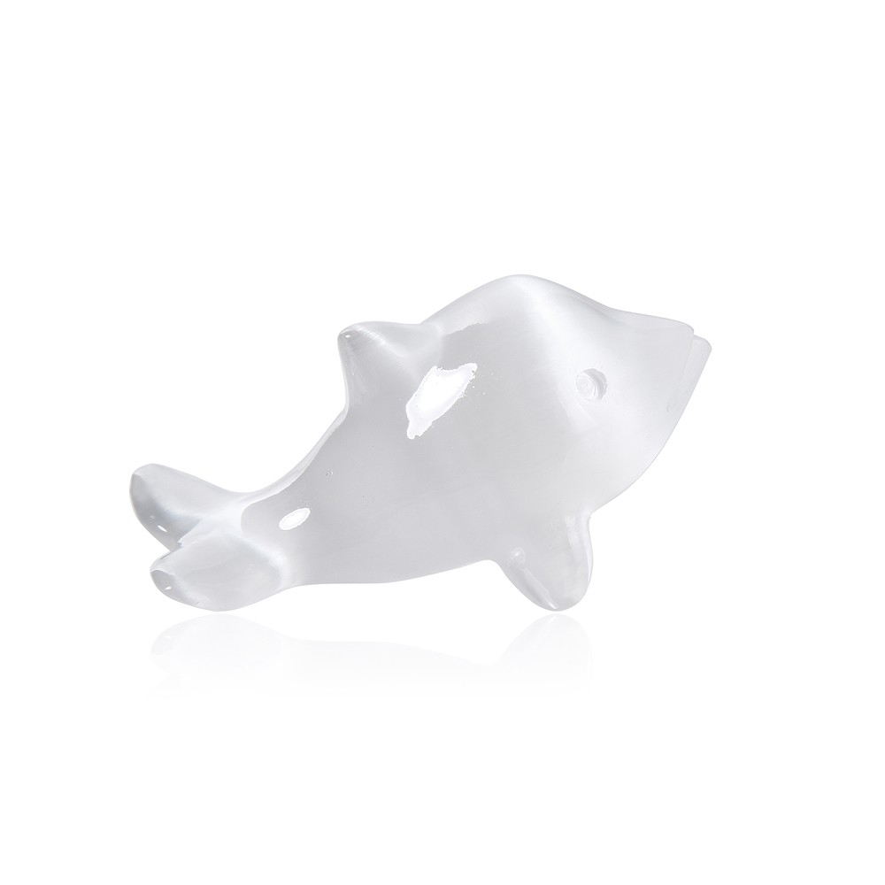 Gravure dauphin, sélénite (blanc), 4,9 x 2,3cm | Marco Schreier