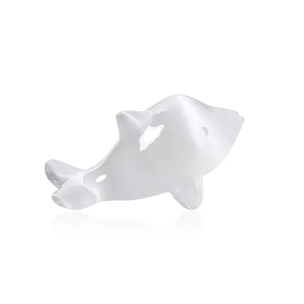 Engraving dolphin, selenite (white), 4.9 x 2.3 cm | Marco Schreier
