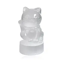 1028905406 Gatto da incisione (Money Cat), selenite (bianca), 9,0 cm | Marco Schreier