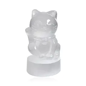 Gravure chat (Money Cat), sélénite (blanc), 9,0cm | Marco Schreier