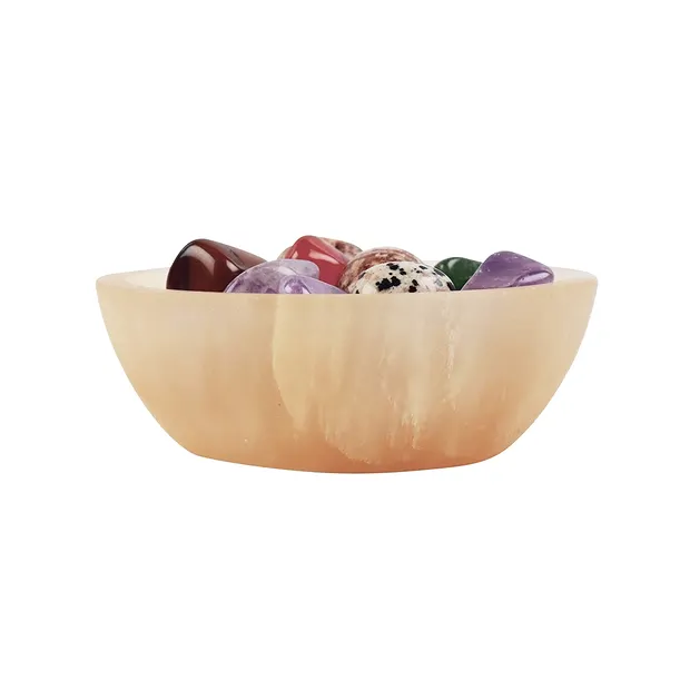 Schale Alabaster (orange) rund, 06cm | Schreier Edelsteine, Heilsteine & Schmuck