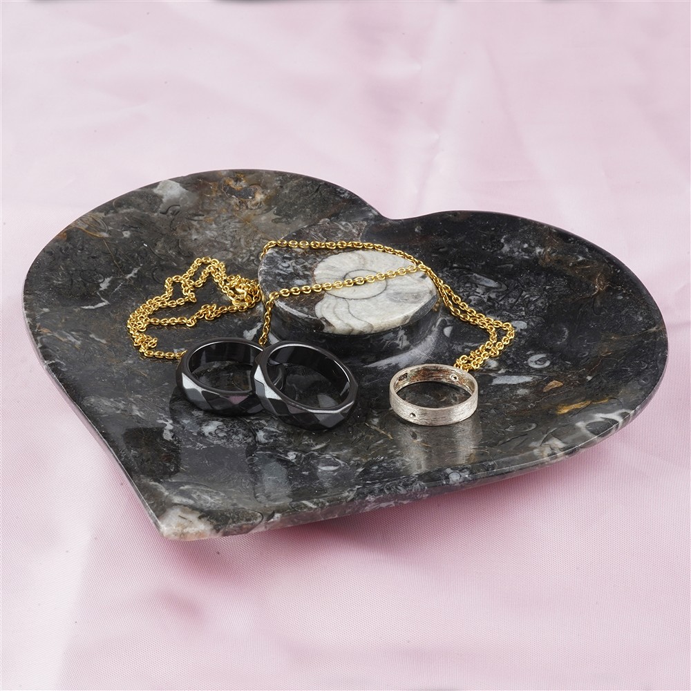 Ciotola a cuore Orthoceras, 15 cm | Gemme Schreier, pietre curative e gioielli