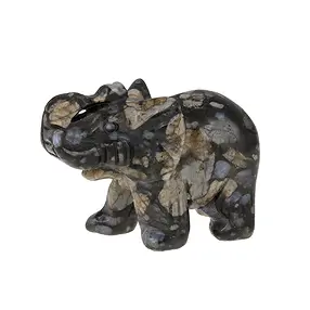 Gravur Elefant, Gabbro (Mystic Merlinite), 5,0cm | Marco Schreier