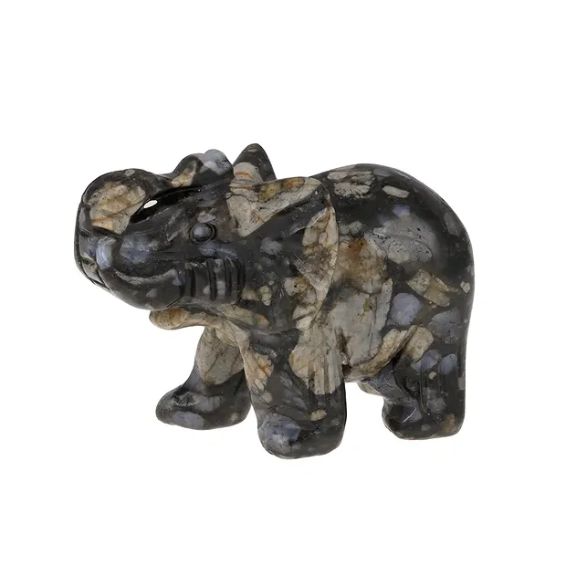 Gravur Elefant, Gabbro (Mystic Merlinite), 5,0cm | Marco Schreier