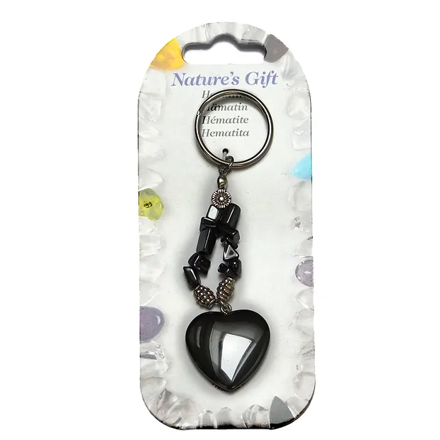 Llavero, corazón, hematina | piedras preciosas, piedras curativas y joyería