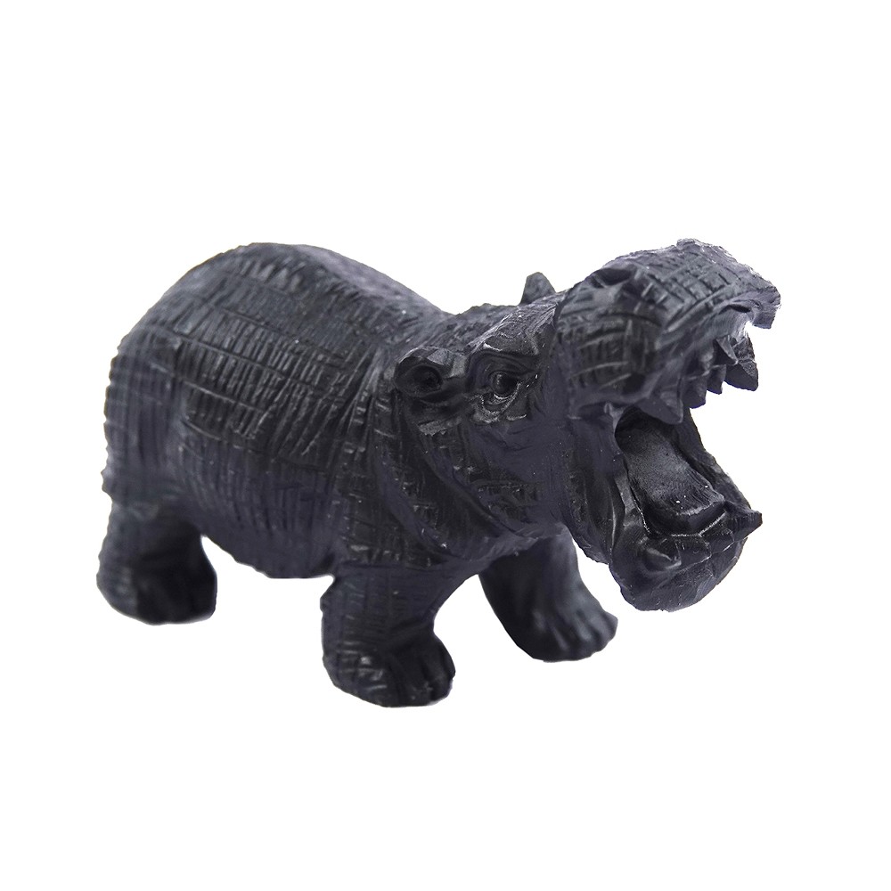 Gravure hippopotame, Shungite, 6,5cm | Marco Schreier