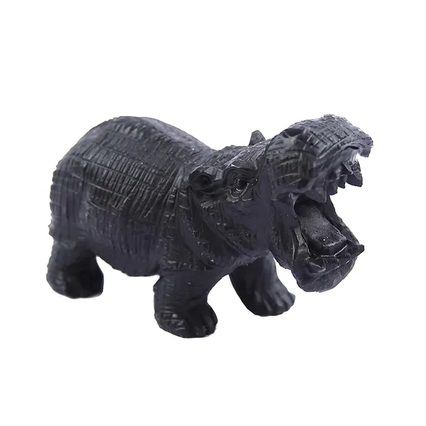Gravur Nilpferd, Schungit (stab.), 6,5cm | GH Edelsteine, Heilsteine & Schmuck