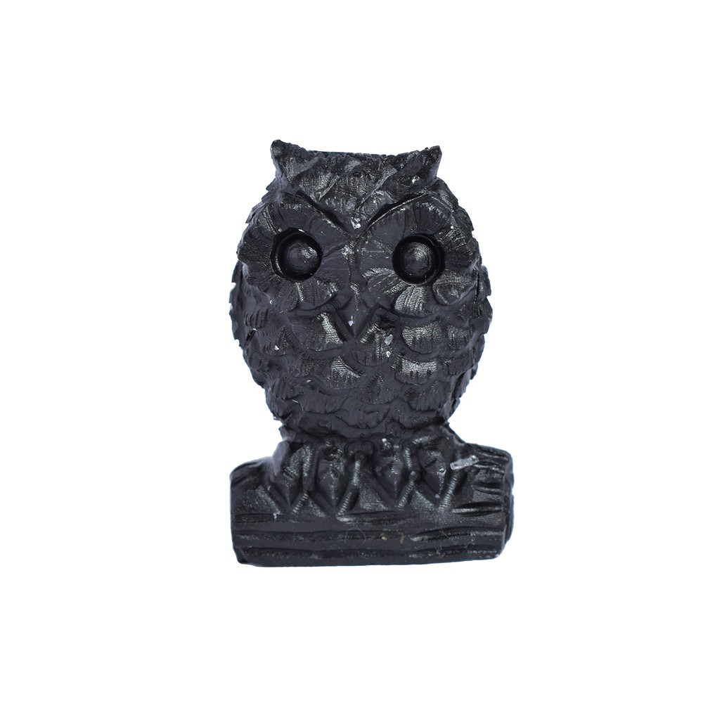 Engraving bird (owl on branch) Shungite, 4,0cm | gems, healing stones & jewelry