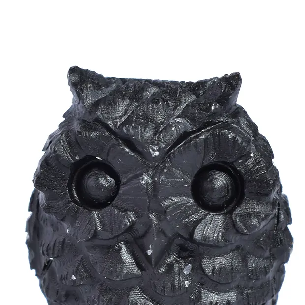 Uccello inciso (gufo su ramo), Shungite, 5,0 cm | Marco Schreier