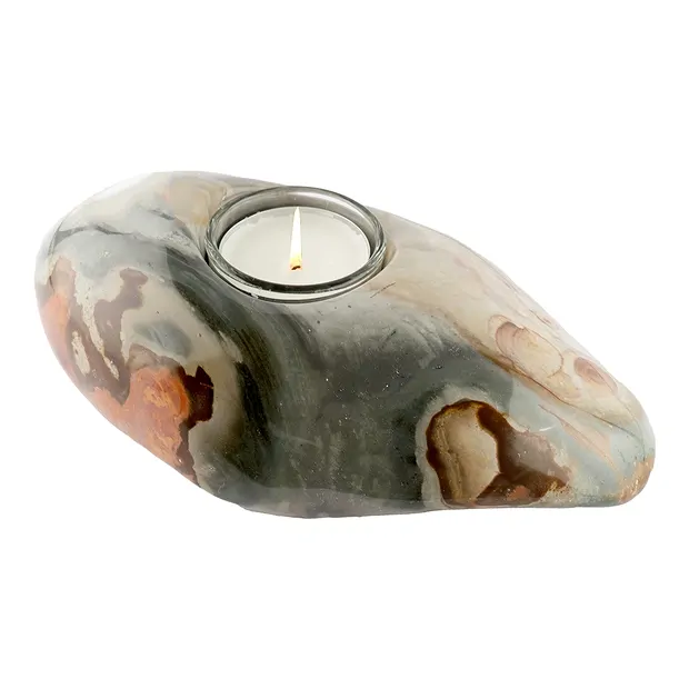 Tealight polychrome jasper polished, 15cm | wholesaler gems & healing stones