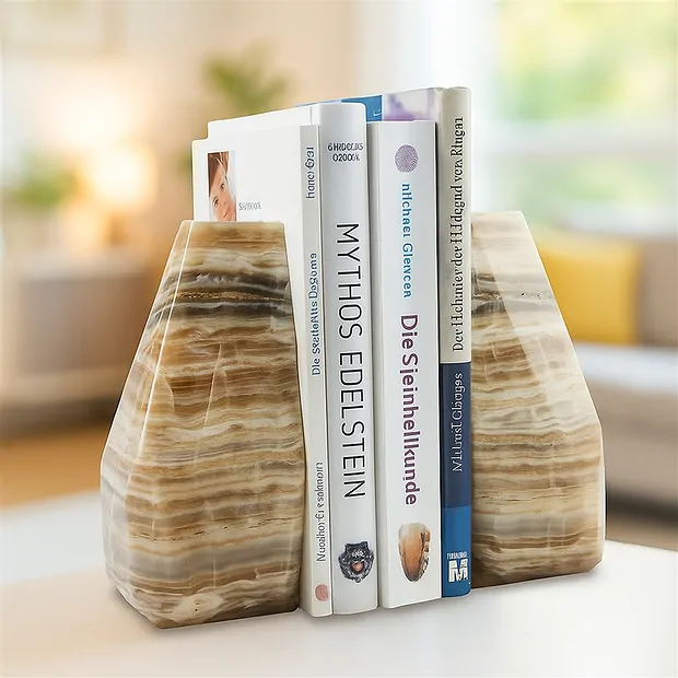 Serre-livres en calcite d'albâtre, 16cm | Marco Schreier