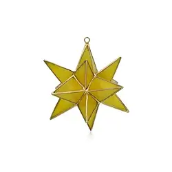 1061401510 Decorative pendant capiz shell double star yellow, 16cm  | Marco Schreier