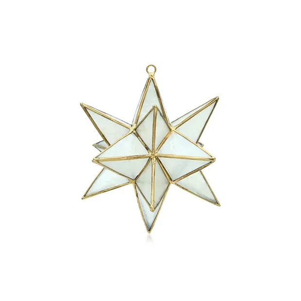 Colgante decorativo concha capiz doble estrella blanca, 16cm | Marco Schreier