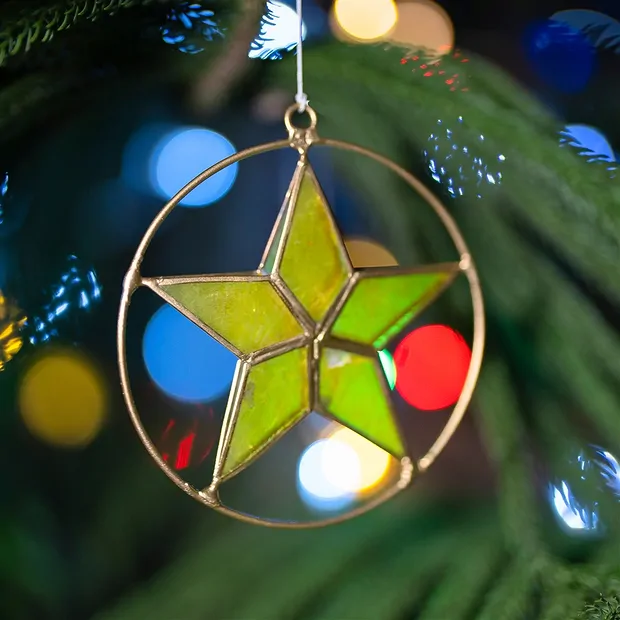 Decorative pendant capiz shell star yellow, 16cm | Marco Schreier